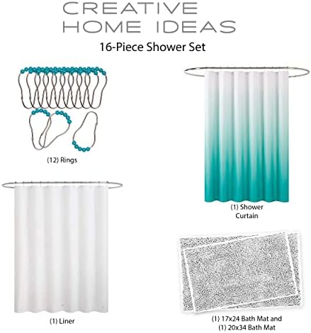 Creative Home Ideas Bathroom Set with Shower Curtain Rugs Hooks
