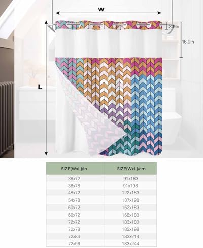 Anzona No Hook Shower Curtains - Soft Durable Waterproof and Stylish