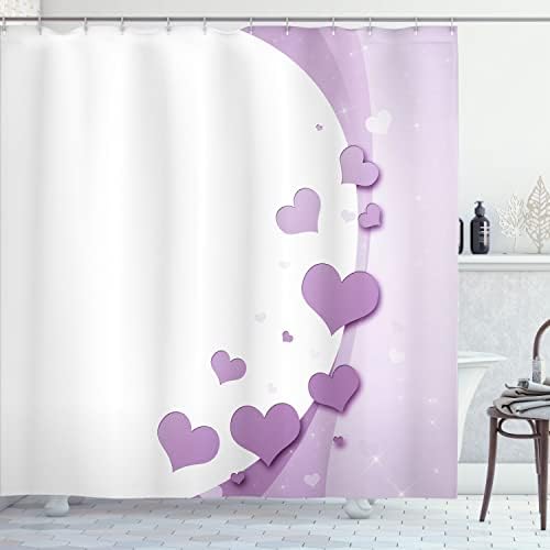 Ambesonne Love Shower Curtain Pastel Purple Valentines Day