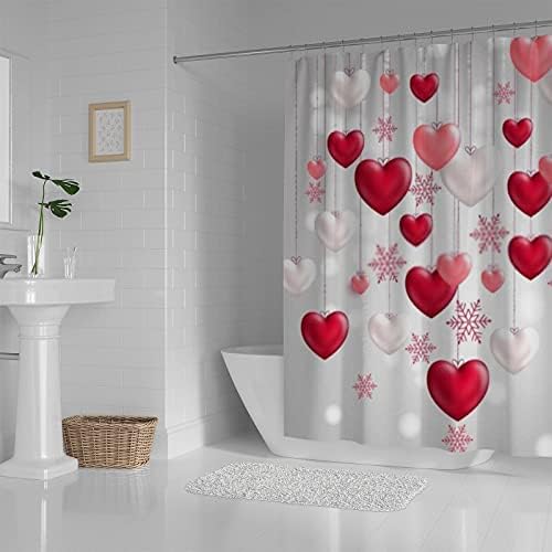 Hapuxt Heart Red Romantic Waterproof Shower Curtain