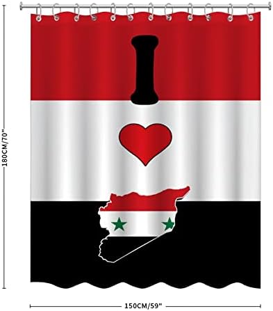 VEHFA I Love My Country Syria Shower Curtain with 12 Hooks Polygons