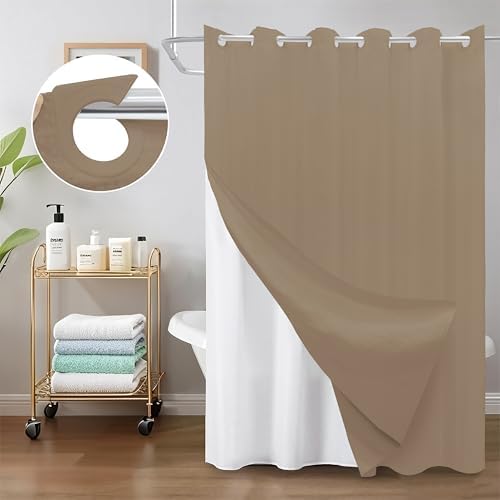 Easy Set No-Hook Waffle Washable Shower Curtain Set
