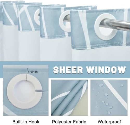 Sleek Blue Striped Shower Curtain Set