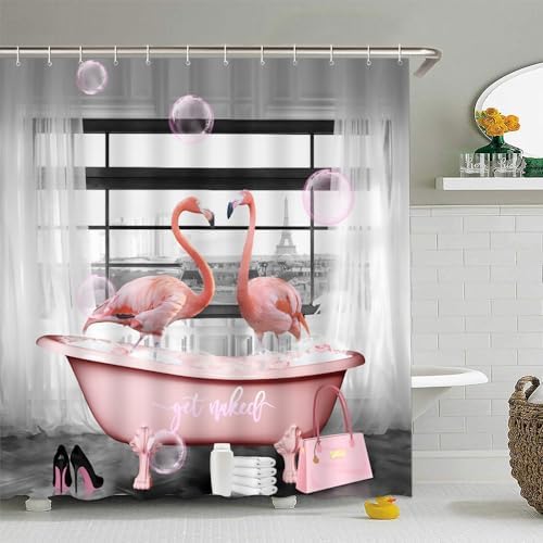 Relax in Style with Pink Flamingo Shower Curtain Set