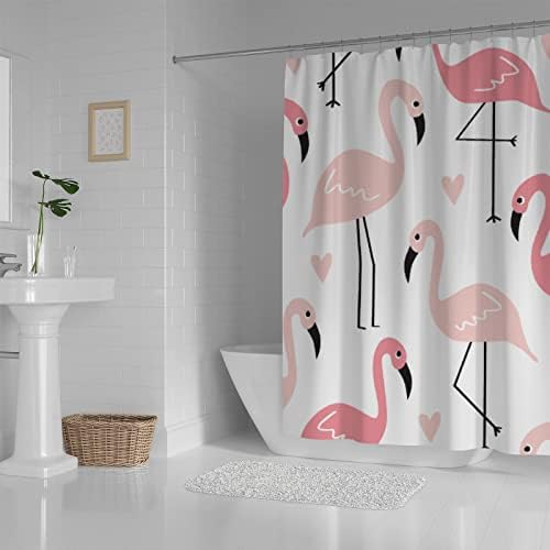 Flamingo Heart Pink Shower Curtain