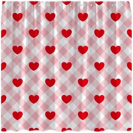 Sweet Heart Bathroom Curtain with Falling Love Balloons Perfect for Valentines Day