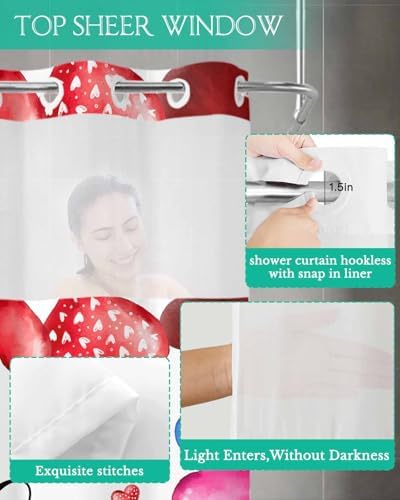 No-Hook Shower Curtain Set - Waterproof Durable