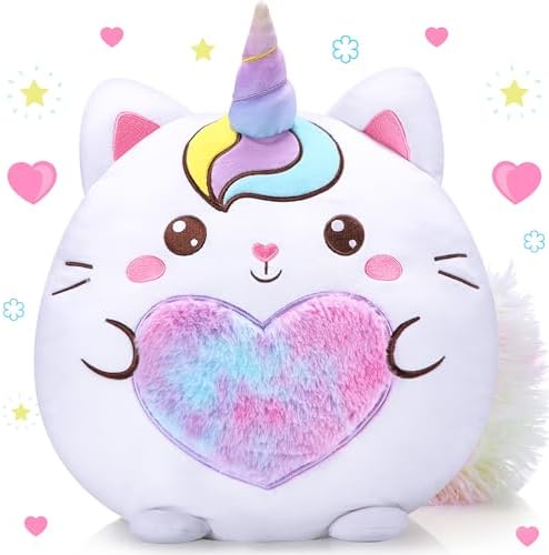 14 Inch Unicorn Cat Plush Pillow for Kids