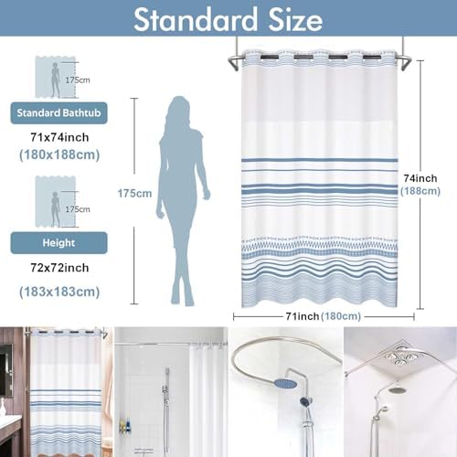 Elegant No-Hook Shower Curtain Set