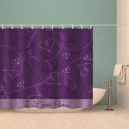 Homxi Purple Heart Shower Curtain 70x70 Luxury Bathroom Curtain with Hooks