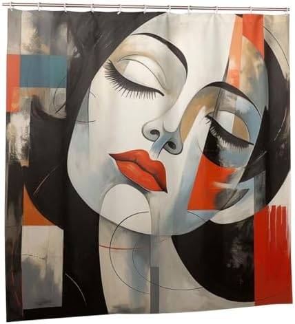 DAOWANGZUO Abstract Girl Boho Shower Curtain Set 72x72in