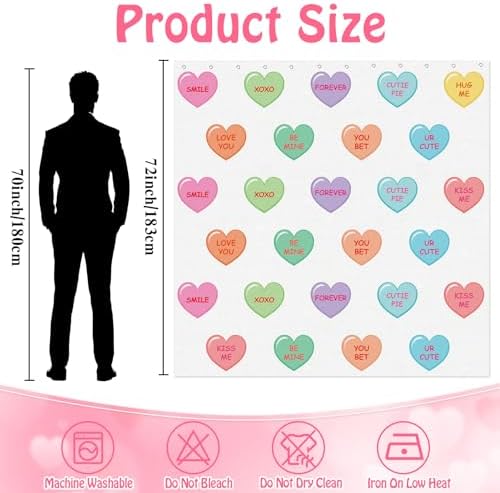 Valentines Day Love Conversation Heart Shower Curtain Set