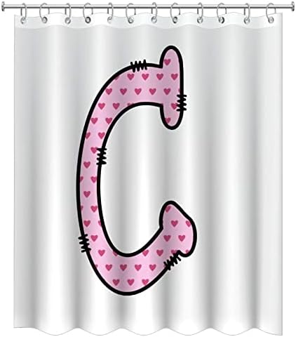 Cute Pink Heart Monogram Initial Shower Curtain