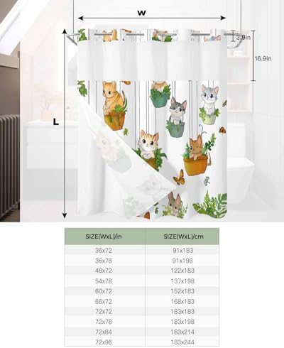 Premium No Hooks Shower Curtain Set with Liner