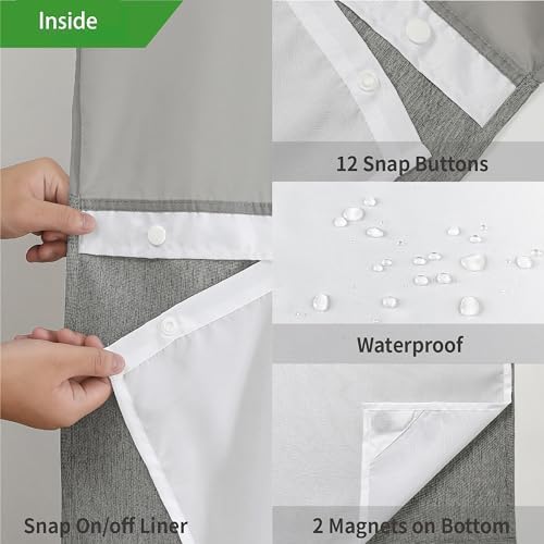 Planially No Hooks Shower Curtain Set