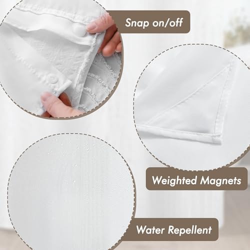 ROSERY No Hooks Shower Curtain Set for Bathroom