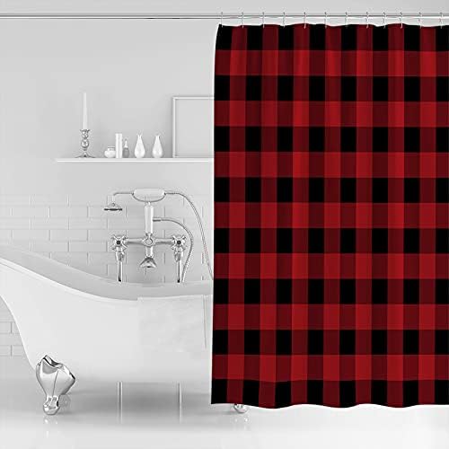 ALAGEO Christmas Shower Curtain Red and Black Buffalo Plaid