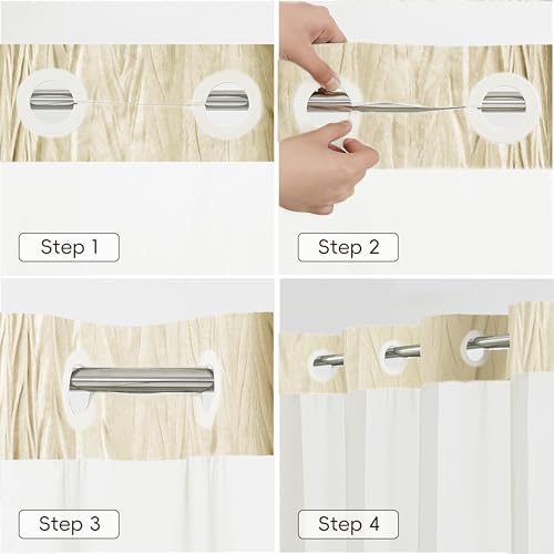 Crumpled Cream Shower Curtain with Snap-in Liner