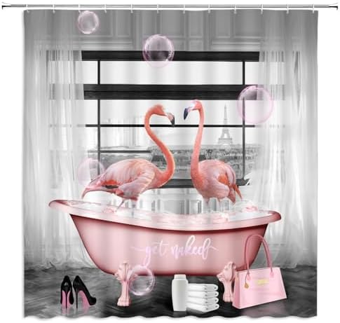 Relax in Style with Pink Flamingo Shower Curtain Set