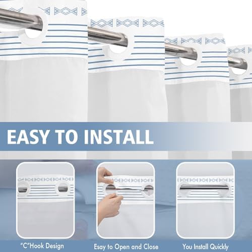 Elegant No-Hook Shower Curtain Set
