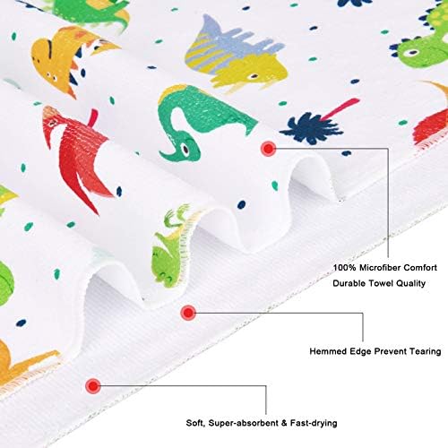 Ikfashoni 7 Piece Cartoon Dinosaur Bath Set with Rug and Towels