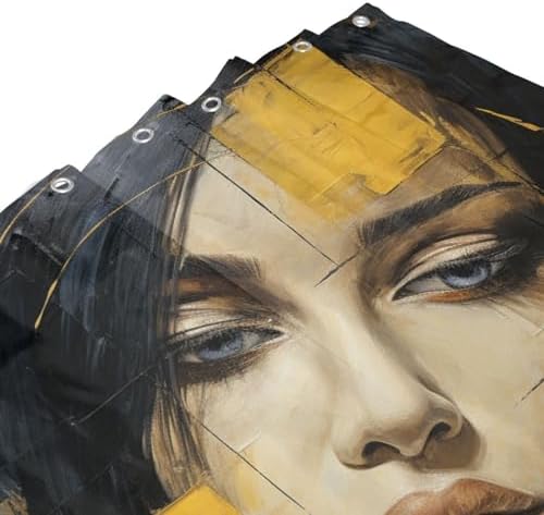 Luxury Oil Painting Face Shower Curtain Set with 12 Hooks