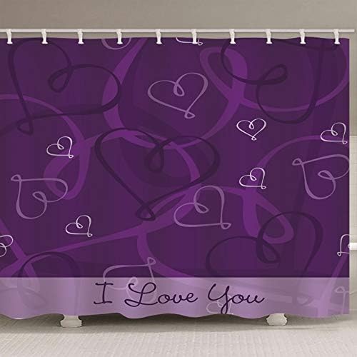 Homxi Purple Heart Shower Curtain 70x70 Luxury Bathroom Curtain with Hooks