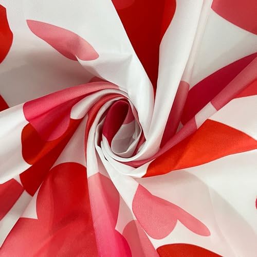 JAWO Valentines Falling Red Heart Shower Curtain Set 70x70 inch