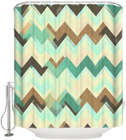 Turquoise Green Abstract Turboline Washable Shower Curtain