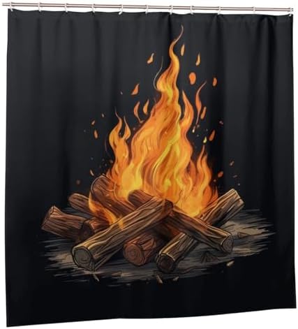 Bonfire Shower Curtain Set with 12 Hooks 72x72in