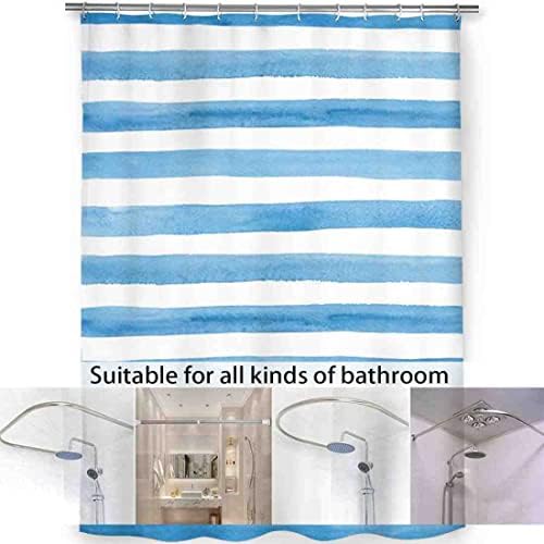 Clarifying Blue-White Stripes Marine Theme - 72x72 inch waterproof shower curtain set