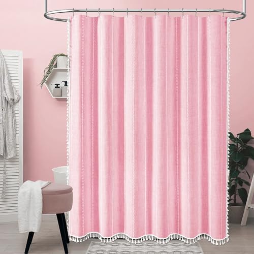 96-Inch Boho Farmhouse shower curtain with tassel water-resistant for home