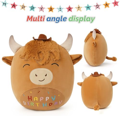 Cuckool 14 Highland Cow Stuffed Animal Plush Pillow Perfect Birthday Gift