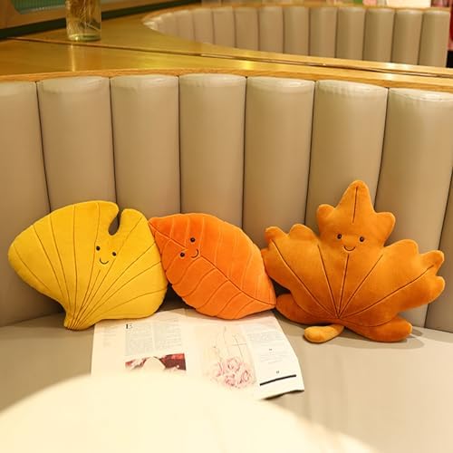 Soft Plush Orange Leaf Pillow for Home Decor