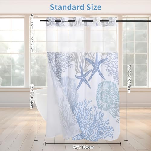 Seashell Style 72x75 Nautical Shower Curtain