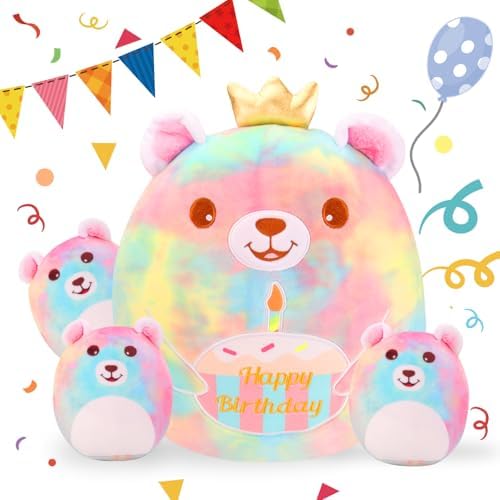 Safeolianha Birthday Bear Plush Pillow