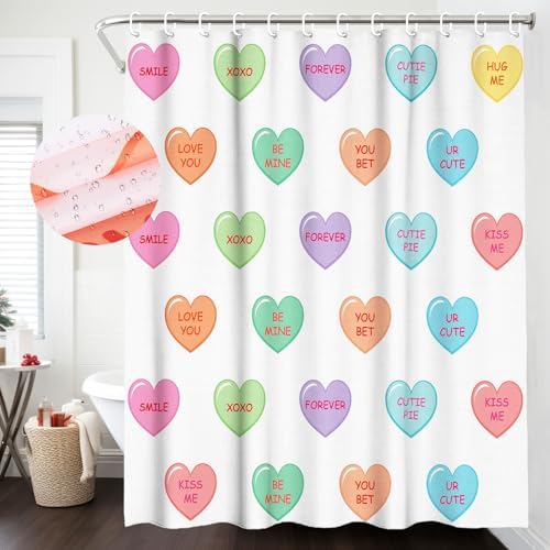 Valentines Day Love Conversation Heart Shower Curtain Set