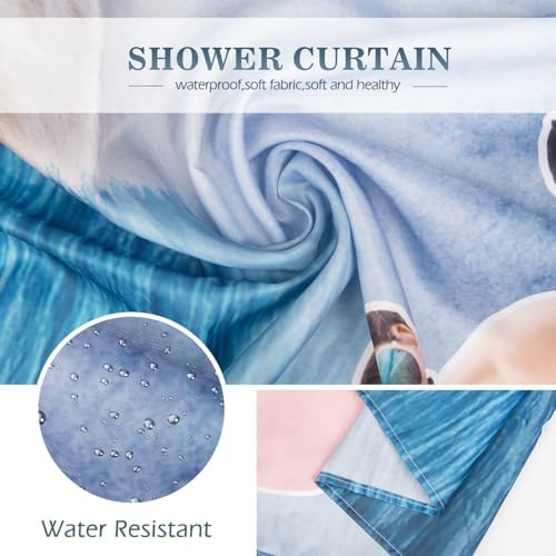 72x72 ocean cat shower curtain set with 12 hooks