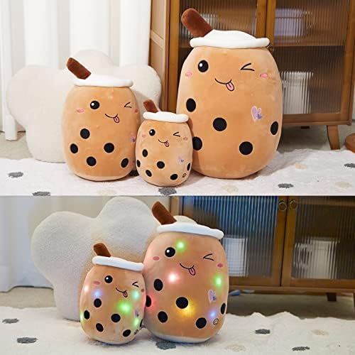 Boba Milk Tea Plush Pillow with LED Lights