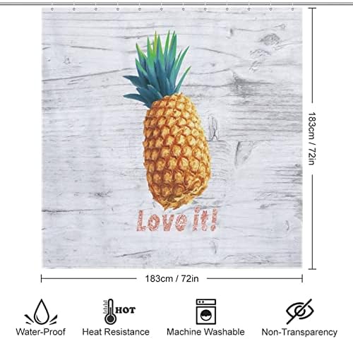 Fruit Pineapple Shower Curtain Liner with 12 Hooks 1