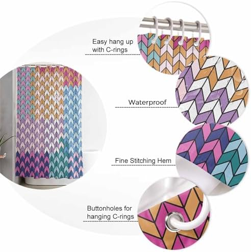 Vivid Striped Waterproof Bath Curtains