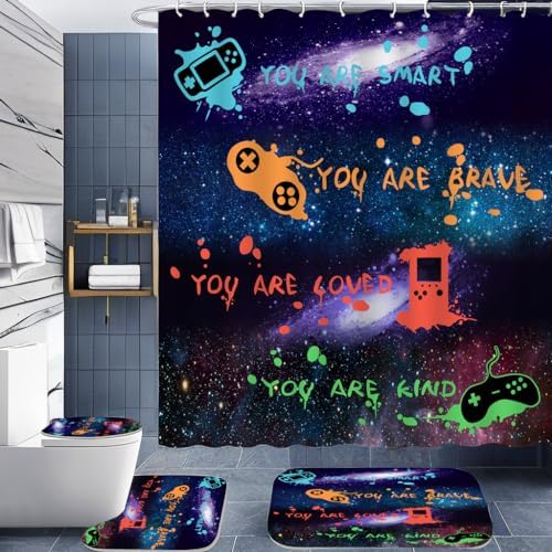 boys gaming Bathroom shower curtain set