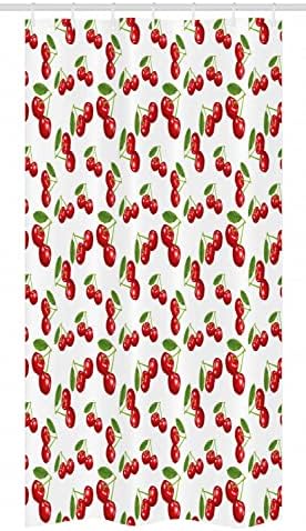 Ambesonne Cherry Design Fresh Berry Summer Green Garden Shower Curtain Set