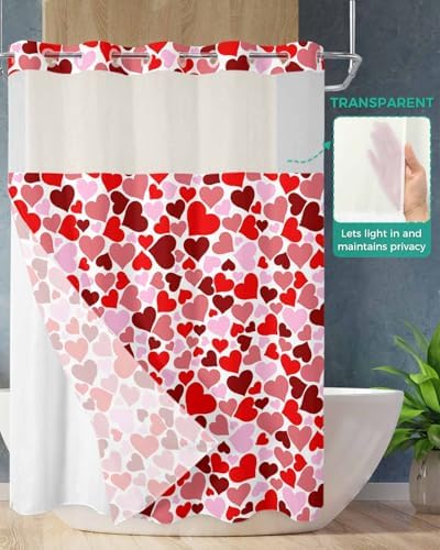 Luxury No-Hook Shower curtains for Valentines Day