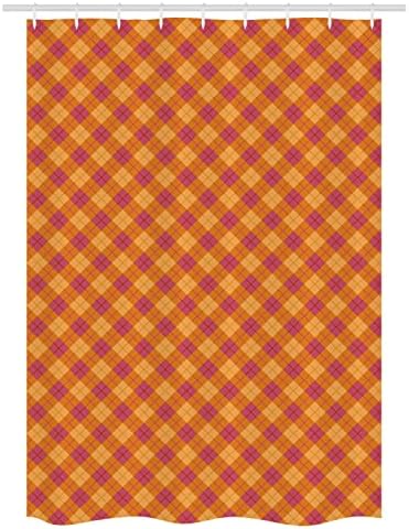 Lunarable Plaid Stall Shower Curtain Set - 54 x 78 Pale Orange