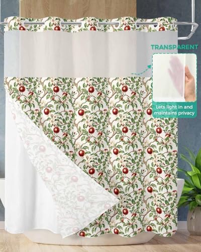 Stylish No Hook Shower Curtains with Snap-in Liner for Home Kitchen