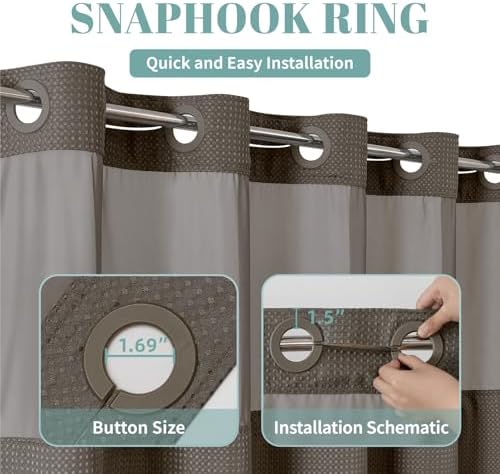 Eachope Brown Waffle Weave Shower Curtain Set