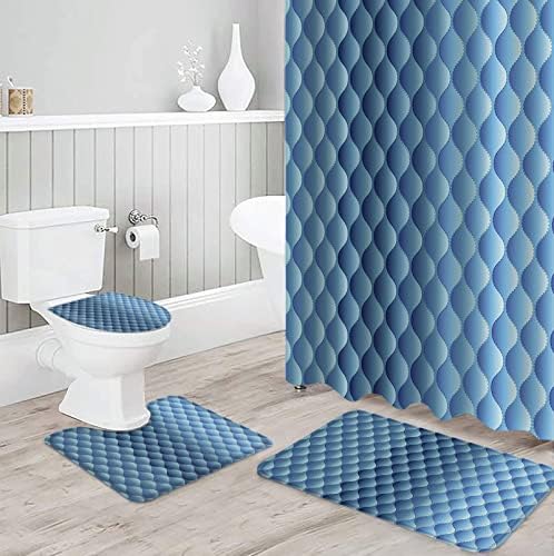 ZOE GARDEN Gradient Blue Bathroom Set 72x72-inch Showers More
