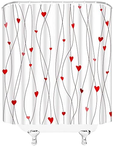 Valentines Day Heart Shower Curtain Red