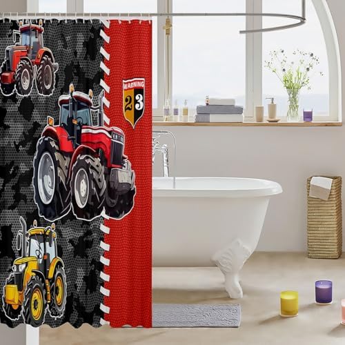 Castle Fairy Cartoon Tractor Shower Curtain 72x72 with 12 Hooks